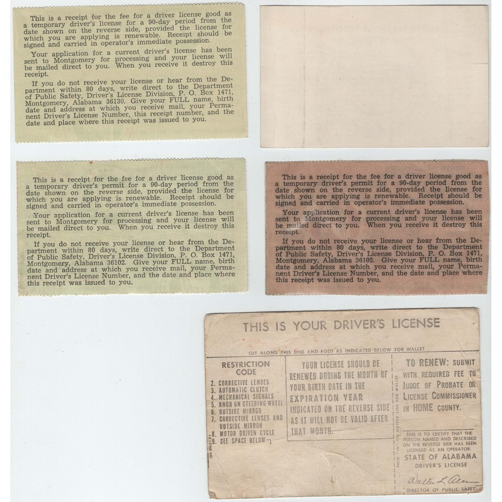 Vintage Alabama Driver Permit License Lot 1970s Weaver High School Ephemera - Picture 2 of 2